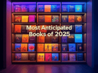 bookshelf showcasing 2025's most anticipated books.